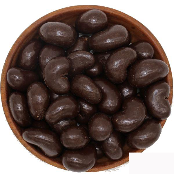 Økologiske cashewnødder overtrukket med 70% belgisk chokolade
